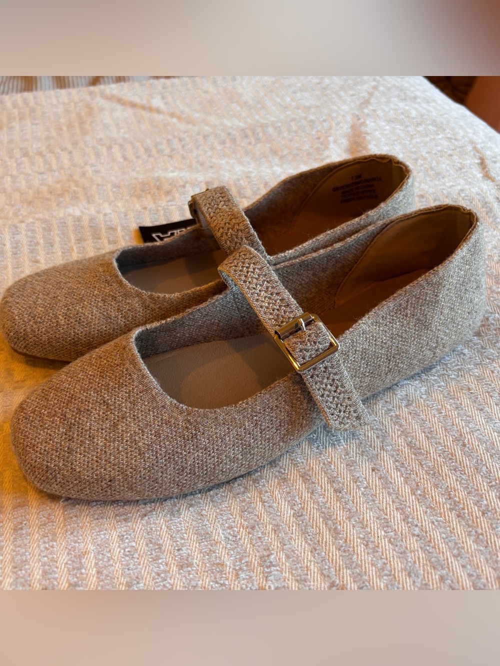 MIA Mary Jane Shoes in Beige Knit - Picture 2 of 5